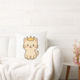 Cojín Decorativo Un majestuoso gato cariñoso con una corona