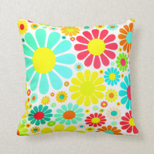 Cojín Decorativo Un manojo de margaritas coloridas