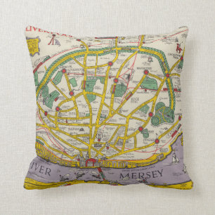 Cojín Decorativo Un mapa de Merseyside, Liverpool