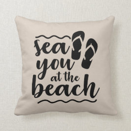 Cojín Decorativo Un mar de hilo vertebral en la playa arte