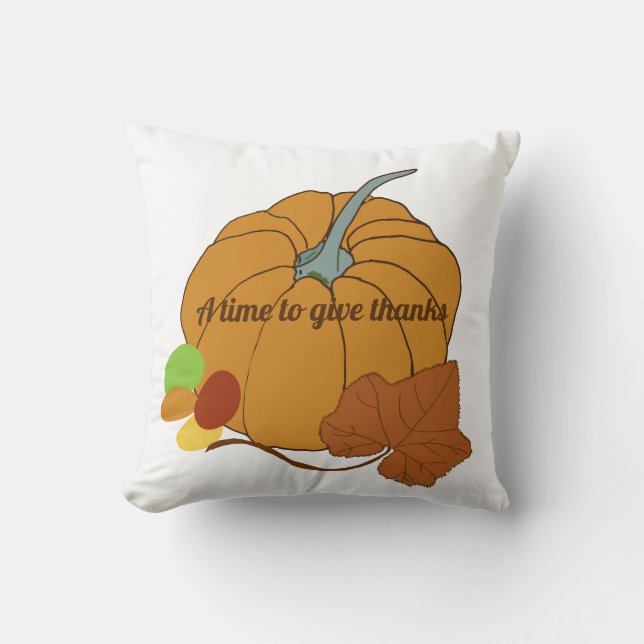 Cojín Decorativo Un momento para dar gracias calabaza y hoja (Anverso)