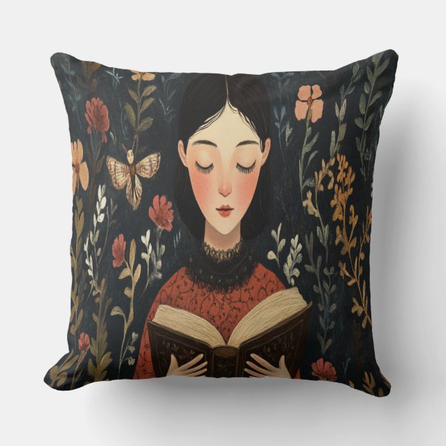 Cojín Decorativo Un momento tranquilo con un libro (Anverso)