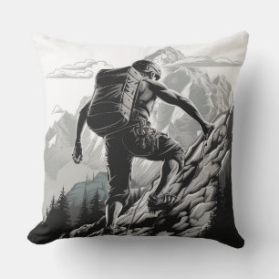Cojín Decorativo Un montañista sube a una montaña
