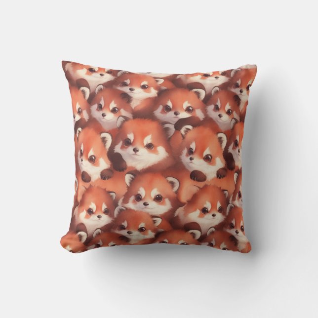 Cojín Decorativo Un montón de pandas rojos (Anverso)