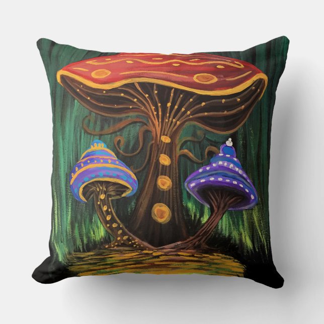 Cojín Decorativo Un mundo de hongos (Anverso)