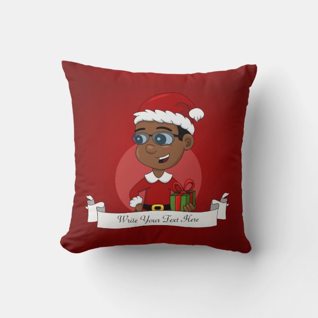 Cojín Decorativo Un niño afroamericano adorable con gafas (Anverso)