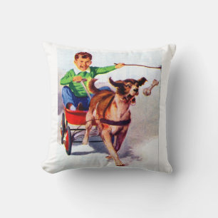 Cojín Decorativo Un niño y su carro de perro