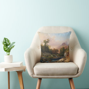 Cojín Decorativo Un paisaje montañoso con una sonrisa