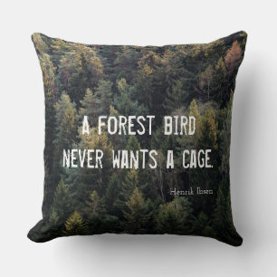 Cojín Decorativo Un pájaro forestal nunca quiere un diseño de jaula