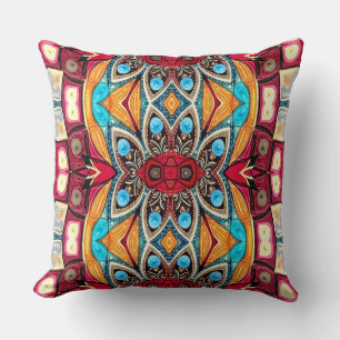 Cojín Decorativo Un patrón de estampado de tela único y colorido en