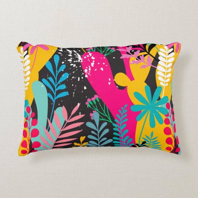 Cojín Decorativo un patrón elegante y transparente con hojas abstra (Anverso)