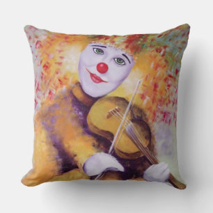Cojín Decorativo Un payaso dulce tocando el violín