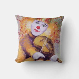 Cojín Decorativo Un payaso dulce tocando el violín