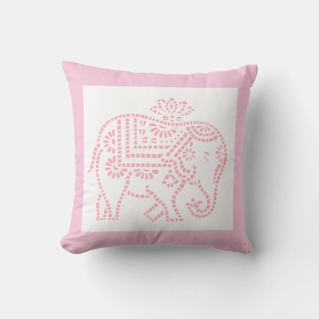 Cojín Decorativo Un pequeño elefante rosado (Anverso)