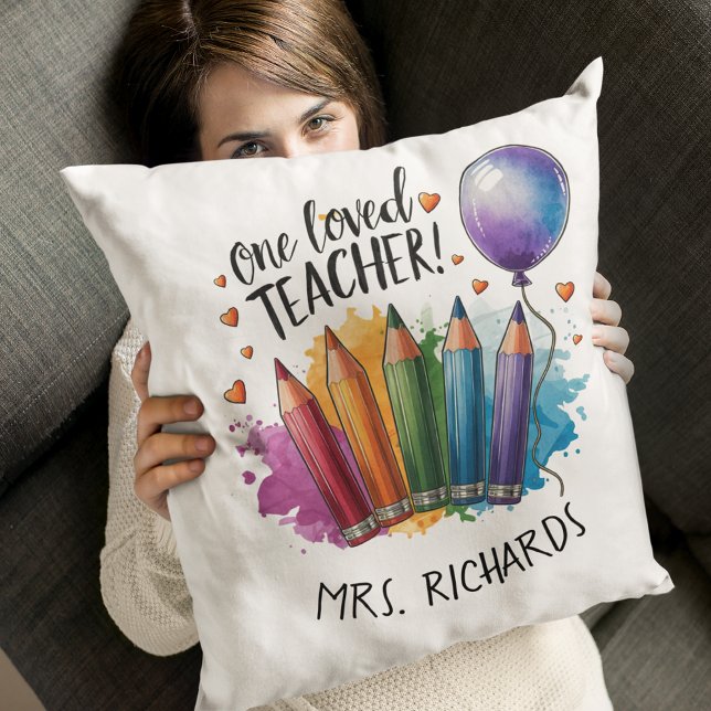 Cojín Decorativo Un profesor querido personalizado gracias a regalo (One Loved Teacher Personalised Thank You Gift Throw Pillow)