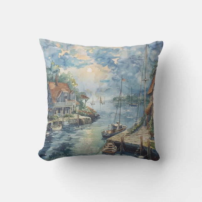 Cojín Decorativo Un puerto tranquilo (Anverso)
