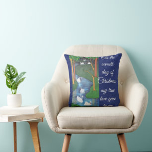 Cojín Decorativo Un rebaño de siete cisnes nadando