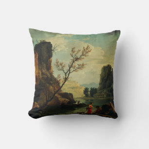 Cojín Decorativo Un río con pescadores de Joseph Vernet