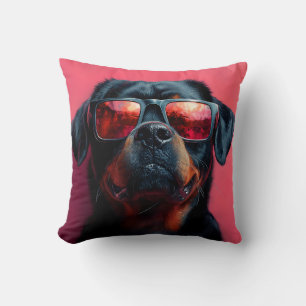Cojín Decorativo Un rottweiler genial con gafas de sol
