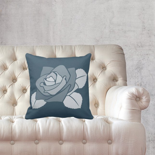 Cojín Decorativo Un solo estilizado 3 hojas Rosa azul (Subido por el creador)