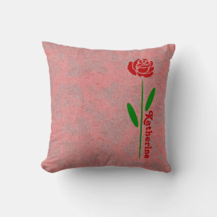 Cojín Decorativo Un solo estilo verde rosa rojo deja nombre Persona