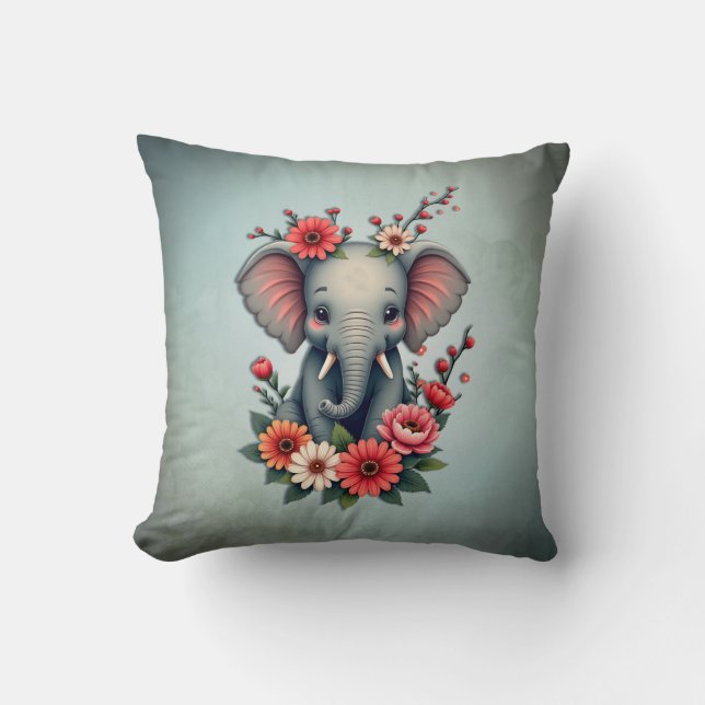 Cojín Decorativo Un toque de verano: El elefante bebé (Anverso)