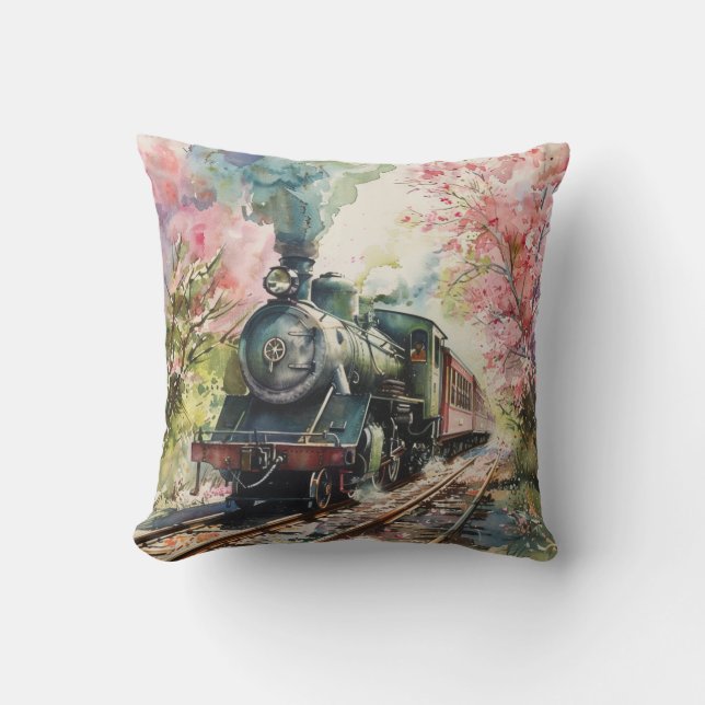 Cojín Decorativo Un tren en primavera (Anverso)