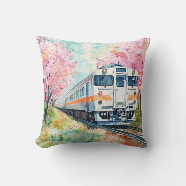 Cojín Decorativo Un tren en primavera (Anverso)