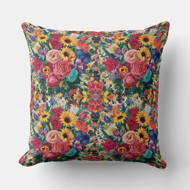 Cojín Decorativo Un Vibrante Diseño Floral (Anverso)