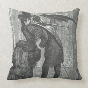 Cojín Decorativo Un Victorian del beso/un vampiro con alas gótico
