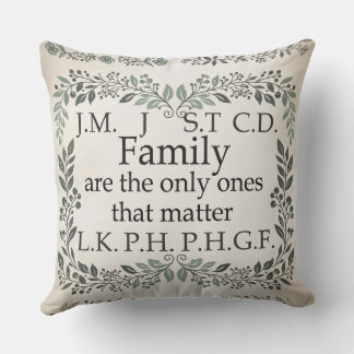 Cojín Decorativo Una almohadilla de gráfico de nombre de familia de