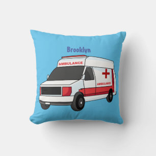 Cojín Decorativo Una ambulancia roja curada van personalizado