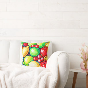 Cojín Decorativo Una Animada Pintura De Frutos. ¡Hazte con una en Z