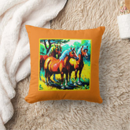 Cojín Decorativo Una brillante y alegre obra de arte de caballos. ¡