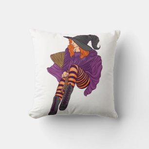 Cojín Decorativo Una bruja divertida vibra a una chica de halloween