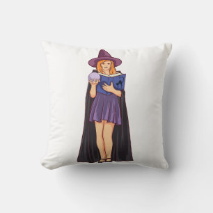 Cojín Decorativo Una bruja divertida vibra a una chica de halloween
