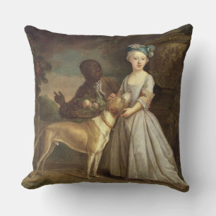 Cojín Decorativo Una chica joven con un perro y una página, 1720-3