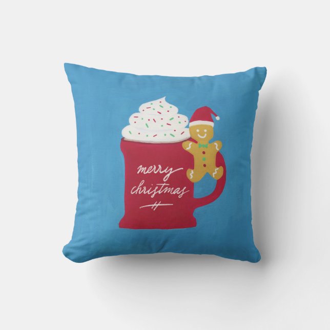 Cojín Decorativo Una Copa de Feliz Navidad (Anverso)