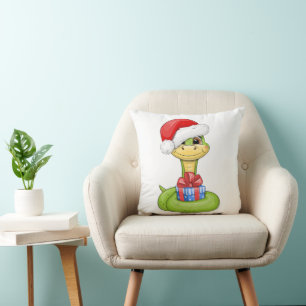 Cojín Decorativo Una dulce serpiente verde personalizado con regalo