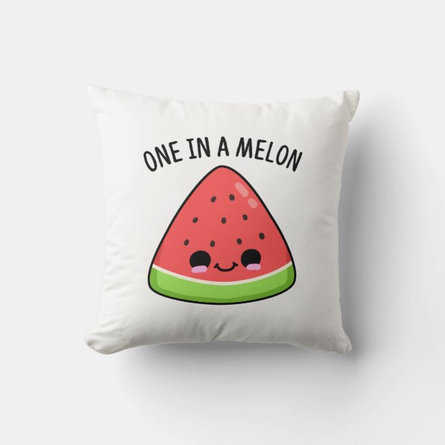 Cojín Decorativo Una en un melón de melón divertida (Anverso)