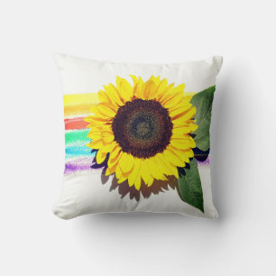 Cojín Decorativo Una flor de sol amarilla colorida floaraña blanco