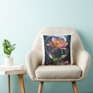 Cojín Decorativo una flor floreciendo con joyas, dentro de una flot