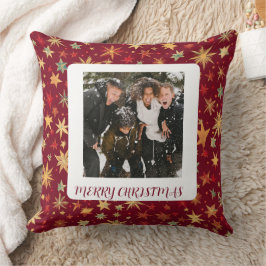 Cojín Decorativo Una foto personalizada de copo de nieve navideño 