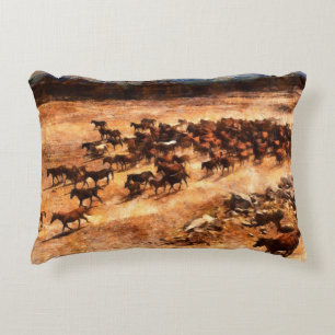 Cojín Decorativo Una manada de caballos salvajes corriendo. Trabajo