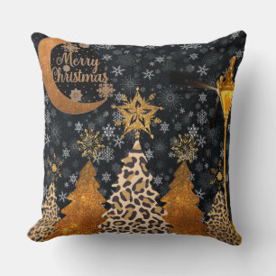Cojín Decorativo Una Navidad Salvaje y Glamurosa de Leopardo