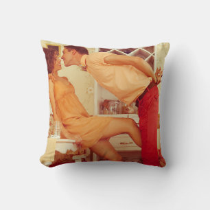 Cojín Decorativo Una pareja hipster: un moderno café vintage.