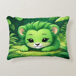 Cojín Decorativo Una pepita de león verde en la orilla de la jungla