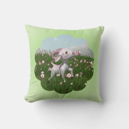 Cojín Decorativo Una pequeña cabra olía las flores
