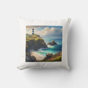 Cojín Decorativo Una playa con faro