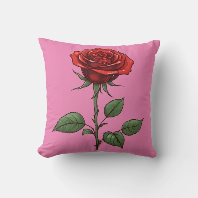 Cojín Decorativo Una rosa roja (Anverso)